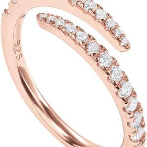 14K Gold Plated Cubic Zirconia Open Twist Eternity Band for Women